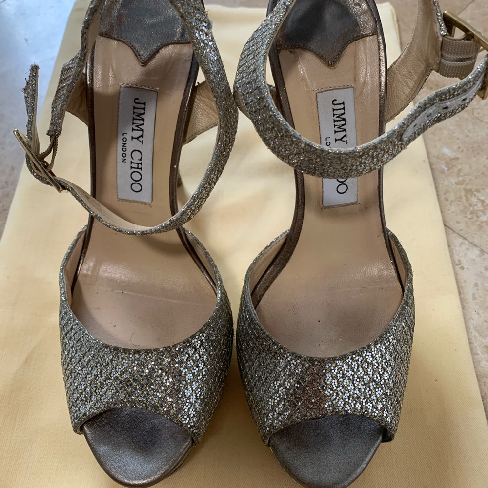Jimmy Choo Glitter Heel Sandals